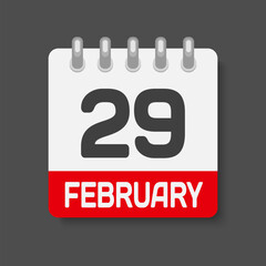 Icon page calendar day 29 February. Leap year day