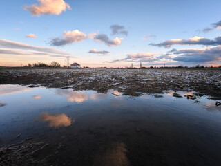 sunset reflection countryside