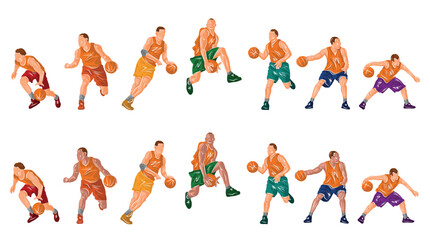 Basketball vector colorful illustration. Silhouettes of basketball players.