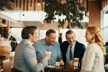 Group of professionals enjoying a coffee break together