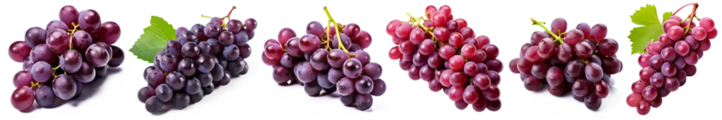 Fotobehang Bunch of ripe red grapes isolated on transparent background. View from above © Mrs__DoubleF