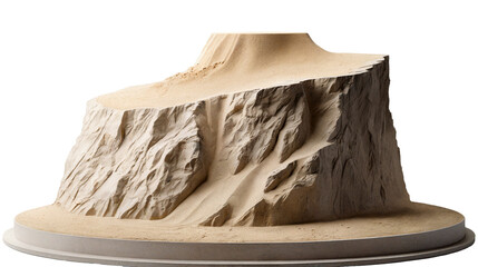 The texture of the sand is in the form of a small mountain on a round base. - obrazy, fototapety, plakaty
