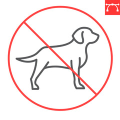 No dog line icon, prohibition and forbidden, no pets sign, vector graphics, editable stroke outline sign, eps 10.