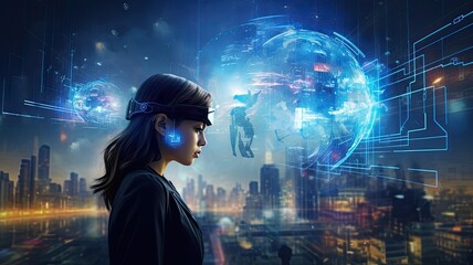 Visualize female tech entrepreneurs and executives driving technological advancements and influencing the tech industry's direction