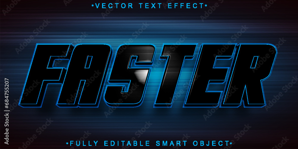 Poster Blue Dark Faster Vector Fully Editable Smart Object Text Effect
