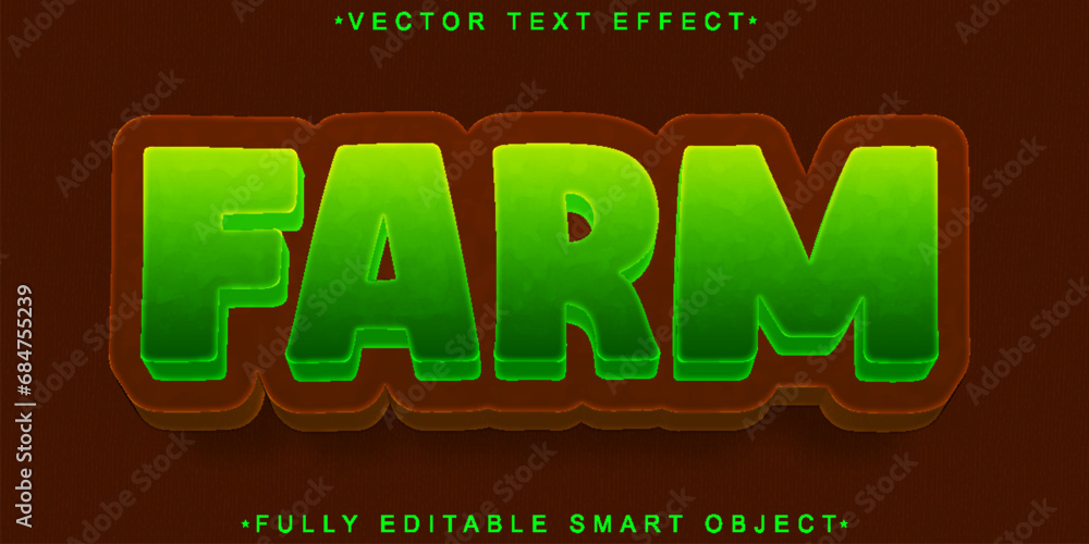 Aufkleber cartoon farm vector fully editable smart object text effect