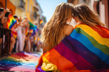 Diverse young friends celebrating gay pride festival - LGBTQ