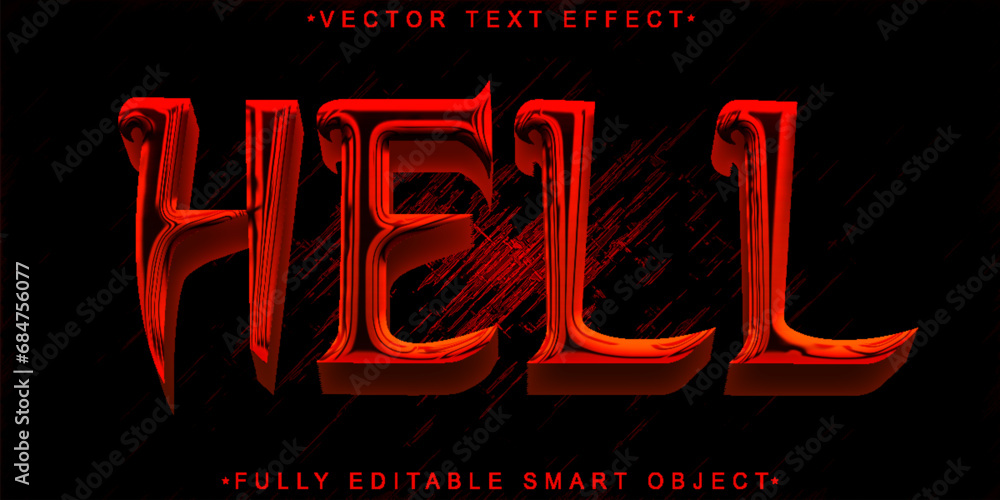 Poster shiny red hell horror vector fully editable smart object text effect