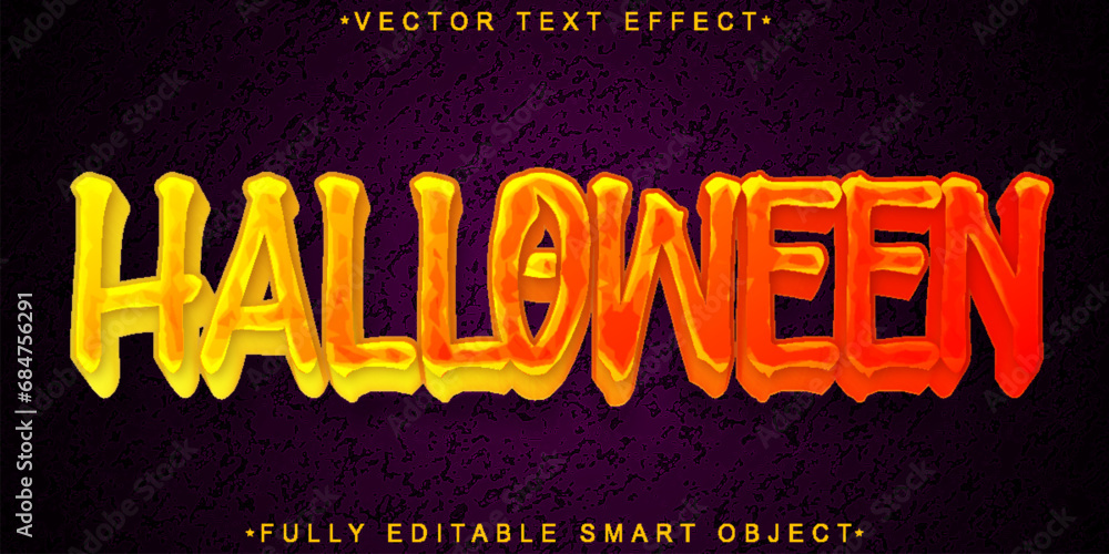 Aufkleber orange halloween vector fully editable smart object text effect