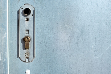 metal texture with lock on metal door