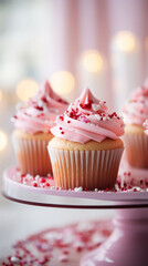 Love themed cupcakes with delicate pink frosting and romantic sprinkles. A dreamy treat for special occasions or just to show affection.