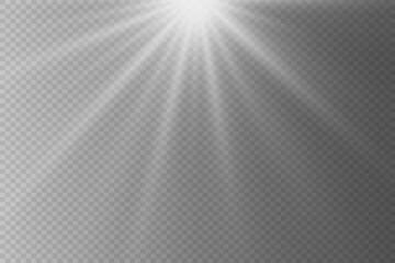 Special lens flash, light effect. Flash flashes beams and spotlight. White glowing light. Beautiful star Light from the rays. The sun is illuminated. Sun Ray.