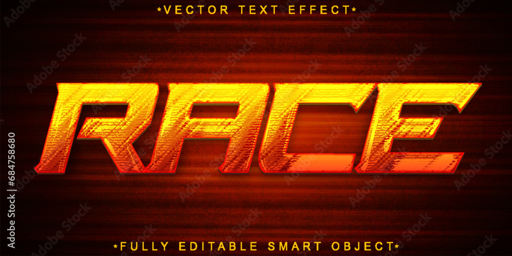 Poster orange speed race vector fully editable smart object text effect