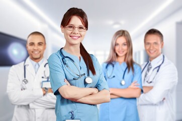 Fototapeta premium Medical professional team at work in the hospital