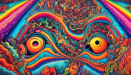 Imagen colorida de un camaleon psicodelico gigante