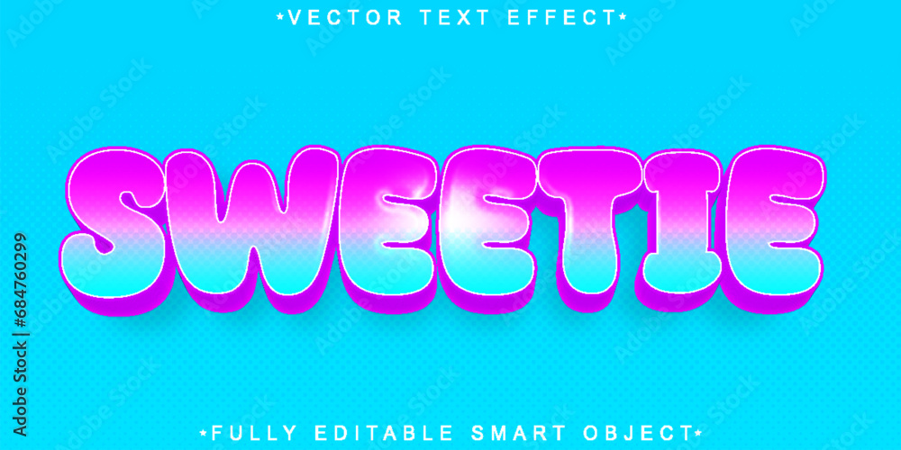 Wall mural cute sweetie vector fully editable smart object text effect