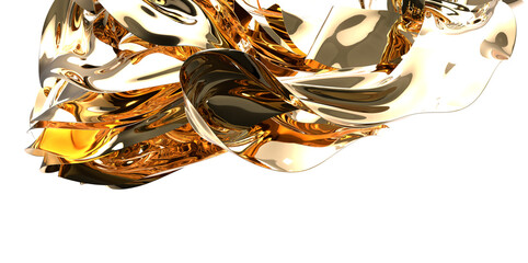 Gilded Waves: Abstract 3D Gold Cloth Illustration with Fluid and Dynamic Motions