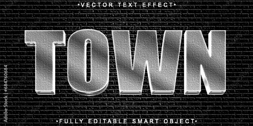 Poster silver town vector fully editable smart object text effect