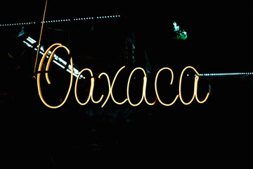 Oaxaca mexico led neon at night 