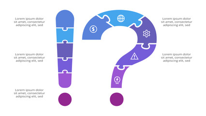 Puzzle infographic with 5 elements, presentations, vector illustration. Template for web.