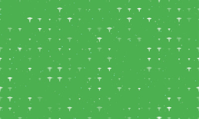 Seamless background pattern of evenly spaced white caduceus symbols of different sizes and opacity. Vector illustration on green background with stars