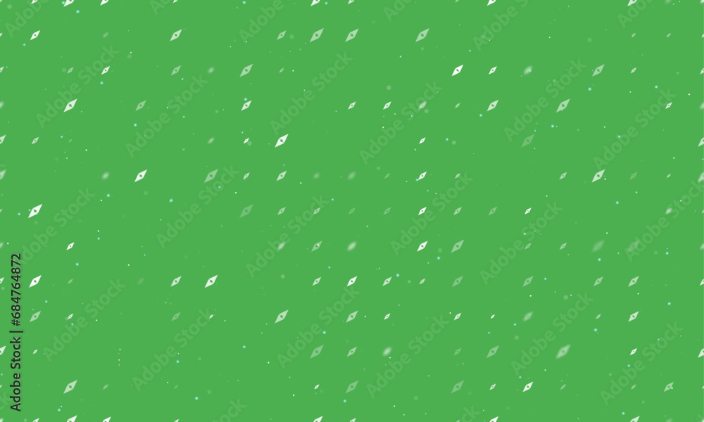 Poster seamless background pattern of evenly spaced white compass symbols of different sizes and opacity. v