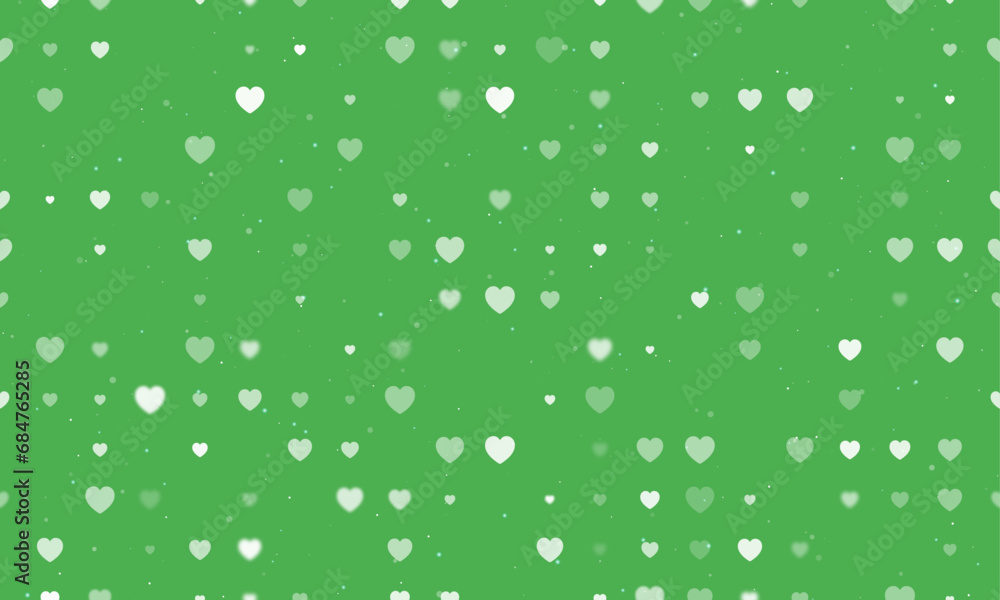 Aufkleber seamless background pattern of evenly spaced white hearts of different sizes and opacity. vector ill