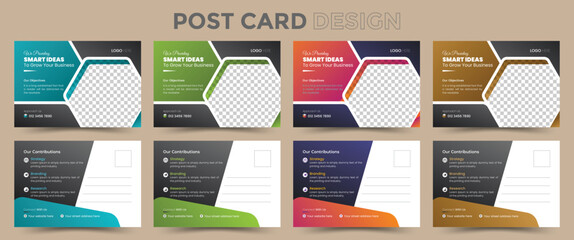 Modern postcard design, corporate postcard design template. amazing and stylish corporate postcard template design bundle - obrazy, fototapety, plakaty