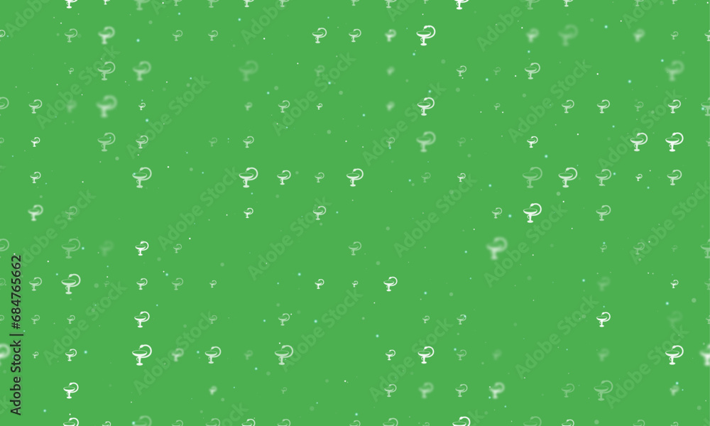 Poster seamless background pattern of evenly spaced white medicine symbols of different sizes and opacity. 
