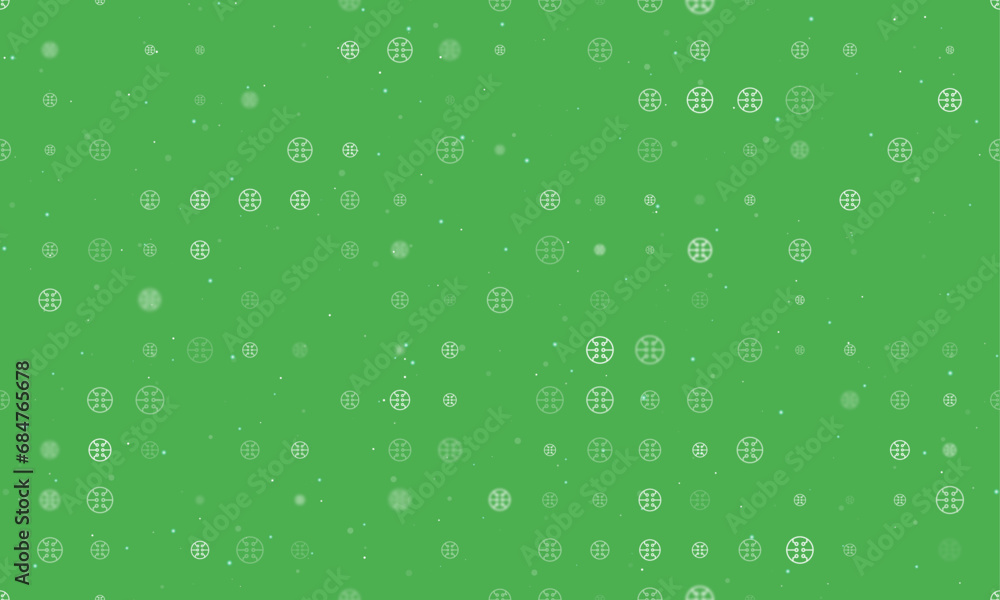 Poster seamless background pattern of evenly spaced white microcircuit symbols of different sizes and opaci
