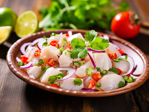 Ceviche Stock Image with Free Space for Text
