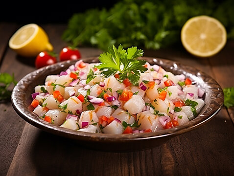Ceviche Stock Image with Free Space for Text