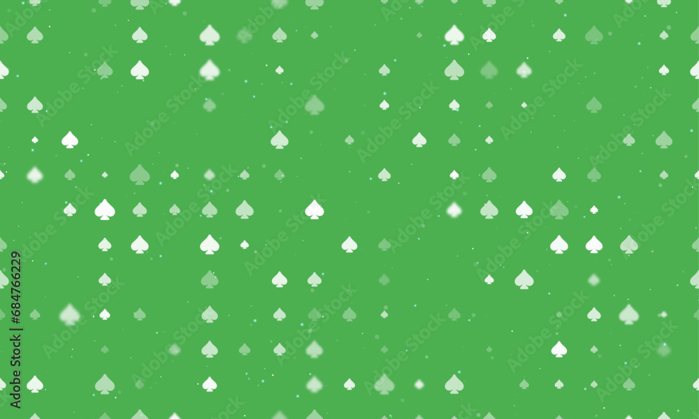 Poster seamless background pattern of evenly spaced white spades of different sizes and opacity. vector ill