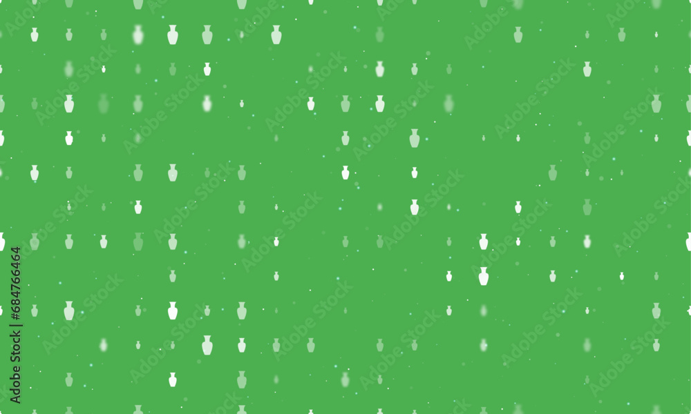Poster seamless background pattern of evenly spaced white vases of different sizes and opacity. vector illu