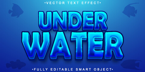 Cartoon Blue Under Water Vector Fully Editable Smart Object Text Effect
