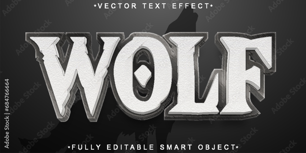 Poster wild wolf vector fully editable smart object text effect