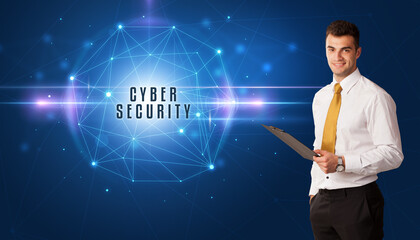 businessman thinking about security concept concept