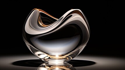 An elegant glass vase, reflecting the light in subtle ways, creating a play of reflections and refractions on a clear white ground.
