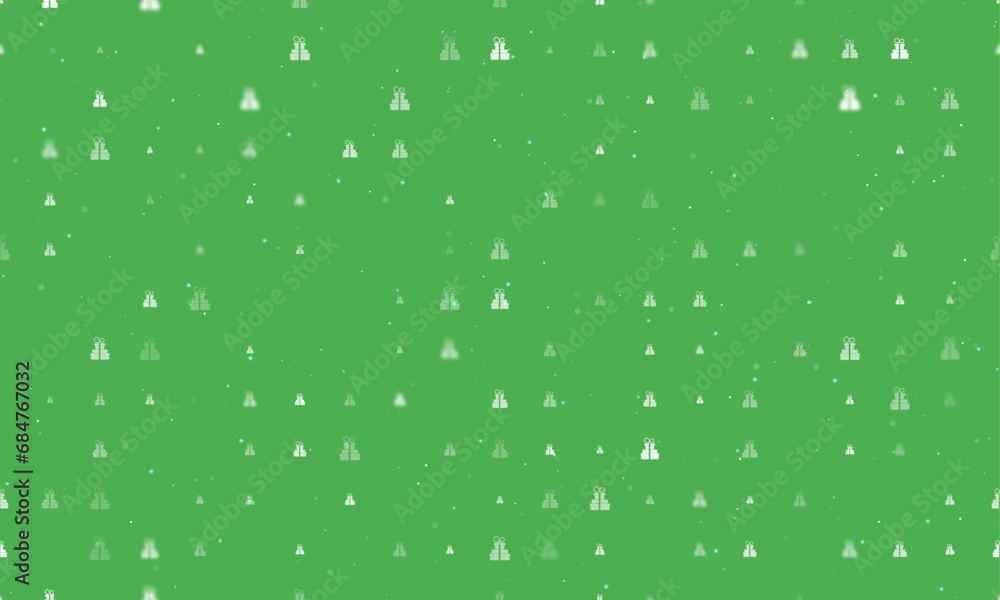 Poster seamless background pattern of evenly spaced white set of giftss of different sizes and opacity. vec