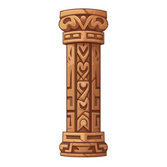 Vector 2D sacred pillar, white background.