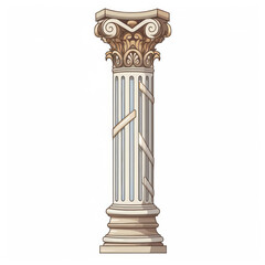 Vector 2D sacred pillar, white background.