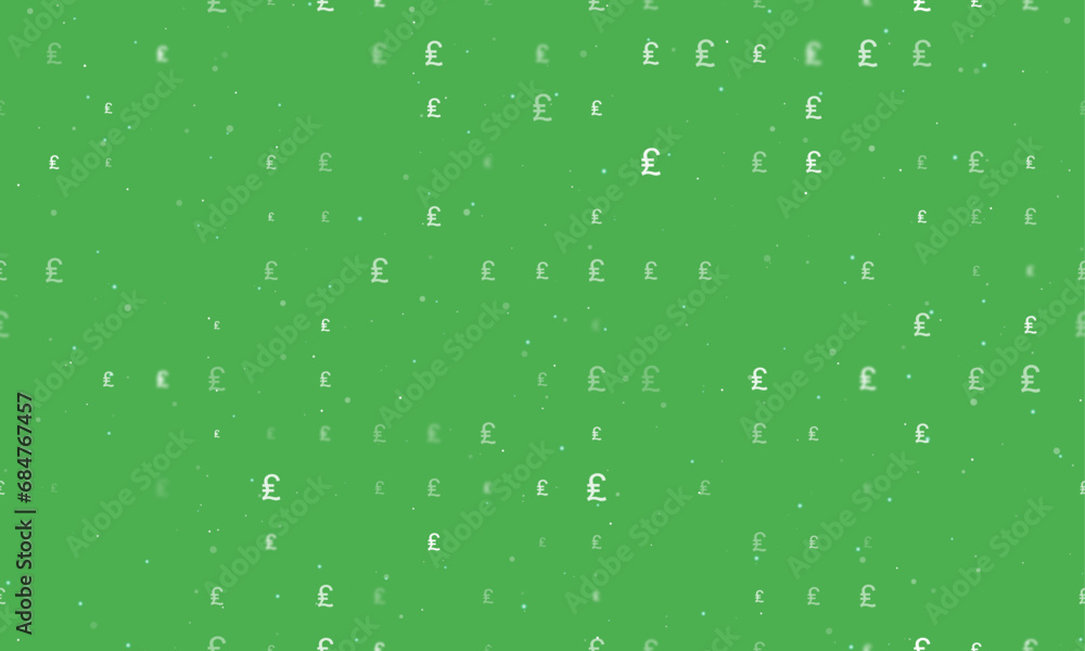 Poster seamless background pattern of evenly spaced white lira symbols of different sizes and opacity. vect