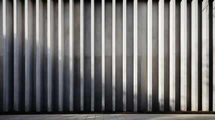 A concrete wall with vertical ridges, adding depth and visual interest.