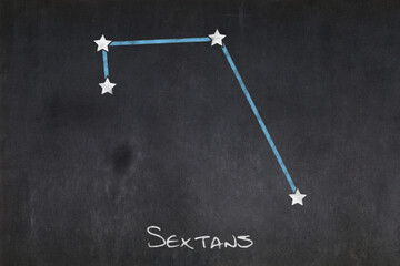 Sextans constellation drawn on a blackboard
