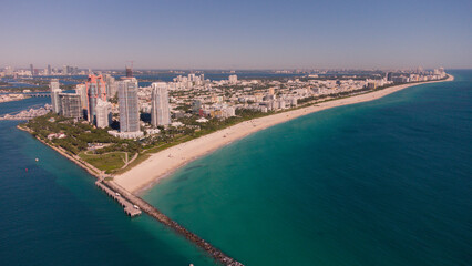 Costa do sul da praia de Miami na fl&oacute;rida estados unidos da am&eacute;rica vis&atilde;o a&eacute;rea