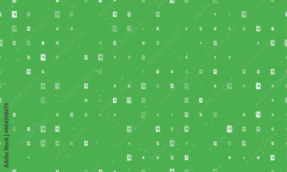 Poster seamless background pattern of evenly spaced white washer symbols of different sizes and opacity. ve