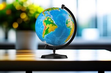 World, globe or school earth model on the desk