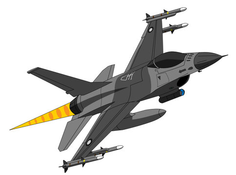 F-16A MLU Afterburner Pass - Editable Vector Illustration for Posters, Banners, Merchandize and Patches