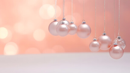 Transparent Christmas balls on a pink background - 684770005