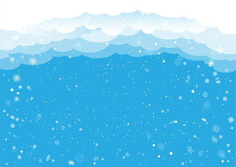 Christmas winter snowfall with sky clouds on top
